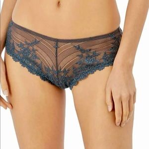 Wacoal Embrace Lace Tanga Panty, XL, Color Nine Iron/Ensign Blue